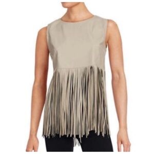 Eleventy Lambskin Leather Fringe Vest Tank size 42 IT Women’s